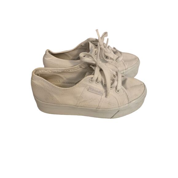 SuperGA Super Platform Canvas Sneakers White Women's Size 7 - Picture 1 of 10